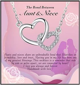 Alittlecare Niece Gifts from Auntie - Aunt Gifts from Niece - Aunt Niece Necklace for Birthday Christmas Graduation Wedding With Nice Message Card and Box, Brass, Cubic Zirconia