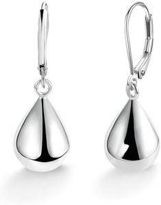 Sterling Silver Teardrop Earrings for Women Girls Silver Drop Leverback Dangle Earrings for Girls Hypoallergenic Leverback Drop Silver Earring