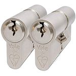 Yale KM3535-NP-KA Euro Double 1 Star Kitemarked Cylinder, 3 Keys Supplied, High Security, Boxed, Suitable for All Door Types, Nickel Finish, 35:10:35 (80 mm), Pack of 2