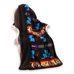 Nu Trendz Signature Southwest Design (Navajo Print) Sherpa Lined Throw 16112 Black
