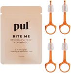 PUL Pack of 4 Reusable 2-in-1 Aligner Seating Chewie & Removal Tool — Compatible with Invisalign, Removable Braces, Retainers, Trays – Easy-to-Use Remover & Chew, Dental & Oral Hygiene Care – Orange