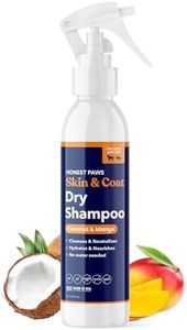 Honest Paws Dog Dry Shampoo - Waterless No Rinse Spray Formula Reducing Itch Cleanse Hydrate Nourish Dry Skin and Smelly Coat Help Decrease Odor Shedding and Allergies - Coconut & Mango - 8 oz