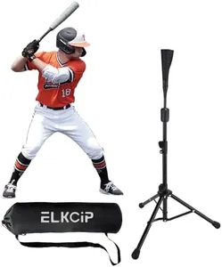 ELKCIP Baseball Batting Tee - Adjustable Height Softball Tee Ball Stand for Hitting Practice - Portable Tripod Stand for Batting Practice Equipment with Carrying Bag for Adults and Youth Teens, Black