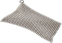 Petromax Cast Iron Pot Scrubber, Stainless Steel Chain Mail Skillet and Pan Cleaner Removes Burnt Residue on Cast or Wrought Iron Cookware, Extra Large 7.9" x 7.9"