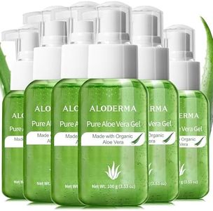 Aloderma Pure Aloe Vera Gel Made within 12 Hours of Harvest with 99% Organic Aloe Vera for, Easy Travel Size for Body, Face, & Scalp, Cooling, Soothing Relief for Skin & Sunburn, 100g x 6blts