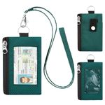 ZHOMA Minimalist RFID Blocking Wallet with Lanyard,Waterproof ID Case with 2 Zipper Pockets and Key Chain for Men and Women, Tactical Badge Pouch Cards Holder, Coin Purse for Travel Sports,