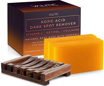 Valitic Kojic Acid Dark Spot Remover Soap Bars with Vitamin C, Retinol, Collagen, Turmeric - Original Japanese Complex Infused with Hyaluronic Acid, Vitamin E, Shea Butter, Castile Olive Oil (2 Pack) - With Soap Holder