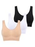 Boolavard The Ultimate Comfort Bra. Seamless Support Comfort Sport Stretch Action Leisure Black White (as8, Alpha, s, Regular, Regular)