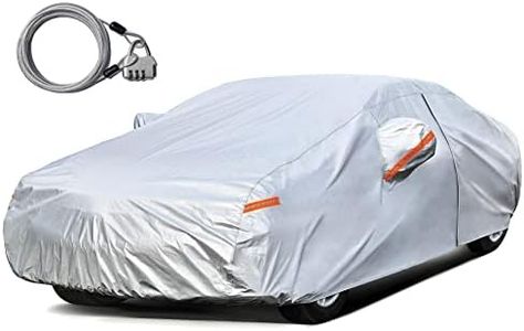 Kayme Car Cover Waterproof All Weather with Lock and Zipper, Outdoor Sun Uv Rain Protection, Fit Sedan (186 to 193 Inch)