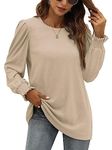 XIEERDUO Womens Fall Clothing Trendy 2024 Sweaters for Women Clothes Long Sleeve Shirt Women Oversized Sweatshirt Khaki XL