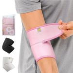 BRACOO Elbow Support Brace, Men Women, Adjustable Neoprene Support Sleeve for Tennis, Golf, Weightlifting, ES10 (Pink)