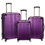 Rockland London Hardside Spinner Wheel Luggage, Purple, 3-Piece Set (20/24/28), London Hard Case with Swivel Wheel