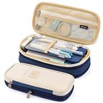 EASTHILL Big Capacity Pencil Pen Case Office College School Large Storage High Capacity Bag Pouch Holder Box Organizer Navy