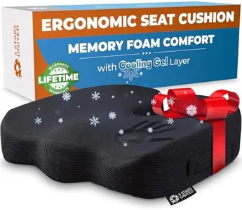 5 STARS UNITED Seat Cushion for Desk Chair - Tailbone, Coccyx Sciatica Pain, Pressure Relief - Office Chair, Wheelchair, Car Cushions - Cooling Memory Foam