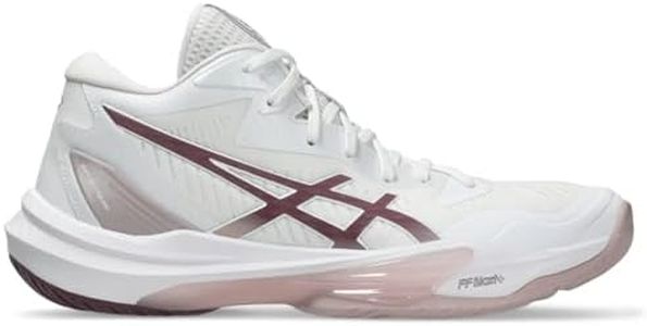 ASICS Women's SKY ELITE FlyteFoam Mid Top 3 Volleyball Shoes, 8, WHITE/WATERSHED ROSE