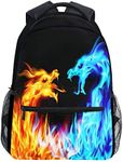 Kcldeci Red Blue Fire Dragon School Laptop Backpack Galaxy Teens Girls Boys Kids Bags Bookbag, Monster Animal Water Resistant College Travel Computer Notebooks Daypack for Men Women