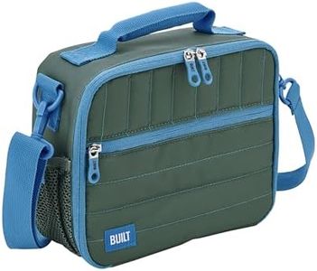 BUILT Puffer Water-Resistant Polyester Lunch Box, Lightweight Insulated and Reusable with Detachable Adjustable Strap, Forest Green