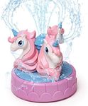 wgde toy Outdoor Water Spray Sprinkler for Kids & Toddlers, Backyard Spinning Unicorns Toy, Splashing Fun Summer Day, Toys Gifts for 3 4 5 6 7 8 9 10 11 12 Year Old Boys Girls Toddlers (wgde toy 196)