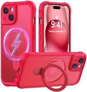 MOCCA Design for iPhone 15 Case with Magnetic Invisible Stand [Full Camera Protection] [Compatible with Magsafe] Military Drop Shockproof Translucent Matte Phone Case Cover 6.1",Red