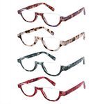 4 Pairs of Colorful Fashion Half Moon Frame Reading Glasses Spring Hinge Male and Female Readers (4 Pack Mix, 1.5)