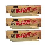 RAW Classic Natural Unrefined King Size Pre-rolled Rolling Paper Cones, 32 Per Box 3 count