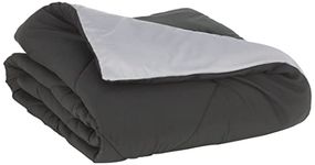 Amazon Basics Reversible Microfiber Comforter, grey/black, 140X200cm