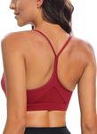 RUNNING GIRL Sports Bras for Women,Y-Back Plus Size Sports Bras Padded Workout Red Sports Bras Push up(WX2915Winedred,L)