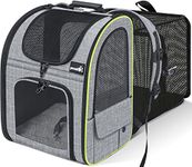 Pecute Cat Carrier Dog Backpack Expandable, Portable Breathable Rucksack with Front Opening-Mesh Window-Pockets, Extendable Back More Space Great For Carrying Puppy Dogs Cats Up to 8KG