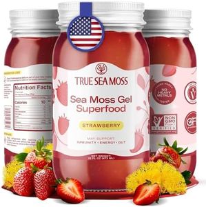 TrueSeaMoss Wildcrafted Irish Sea Moss Gel - Made with Premium Sea Vegetables - Vegan-Friendly, Supports Digestive Health - Made in USA (Strawberry, Pack of 1)