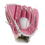 YOASONEK Baseball Glove, Softball Mitt,Catcher's Glove, Comfortable Baseball Mitt and Baseball Set, for Kids Youth Adults Sports and Contest, Left Hand Glove, Right Hand Throw (12.5 Inch, Pink)