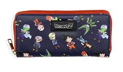 Bioworld Dragon Ball Z Wallet Goku Cell Piccolo Trunks Chibi Character Zip Closure Wallet, Navy, One Size, Classic