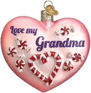 Old World Christmas Ornaments: Grandma Heart Glass Blown Ornaments for Christmas Tree