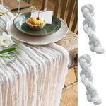 White Cheesecloth Table Runner Set of 2, Cotton Gauze Runner Rustic Table Decorations, Cheese cloth Fabric Bulk for white party decor, bohemian table runner Extra Long Boho Cheese Cloth 13 ft (141 in)