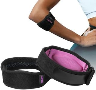 AGPTEK Elbow Brace for Tendonitis and Tennis Elbow 2 Pack, Tennis Golfers Elbow Support Arm Band Pain Relief Elbow Wrap Weightlifting Elbow Strap with Compression Pad for Men & Women, Pink
