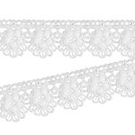 WedDecor 34mm Wide Embroidery Trim Embellishing Lace For Wedding Gowns, DIY Projects, Sewing Designing Lingerie Clothing Fashion Accessories, White, 2 Meters