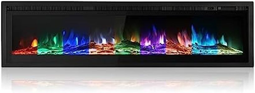 M.C.Haus Inserto per Camino Elettrico a Parete Riscaldatore a Pannello in Metallo Colorato con Telecomando a Fiamma con Cristallo, 900 W/1800 W(50"/127cm, Smart WiFi)