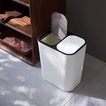 CALANDIS® 15 Liter Wet and Dry Dual Trash Can Recycling Waste Bin for Kitchen White | 1 Trash Can