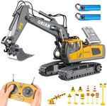 ORIAN Excavator Remote Control Toy for Boys & Girls 4-7 - RC Excavator Toy Turns 680 Degree-2 Batteries – Construction Toy with Realistic Lights & Sounds– Backhoe with Metal Shovel Gifts