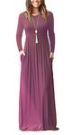 AUSELILY Women Long Sleeve Loose Plain Plus Size Maxi Dresses Casual Long Dresses with Pockets (Mauve,3XL)