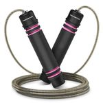 Skipping Ropes for Adults & Kids, PORTENTUM Speed Skipping Rope Soft Memory Foam Handle Tangle-free Adjustable Rope&Rapid Ball Bearings Fitness Workouts Fat Burning Exercises Boxing - Length Adjuster