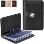 ALLIVE Genuine Leather Passport Holder Wallet Cover Case for Men and Women Travel, Christmas Birthday Gifts, Airport Essentials, Passport Holder with Airtag Slot, Black, Passport Holder