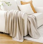 BATTILO HOME Beige Throw Blanket for Couch, Soft Cozy Warm Chenille Knit Beige Blanket, Decorative Boho Throw Blankets for Bed Sofa Living Room Home Decor, 51"x67"