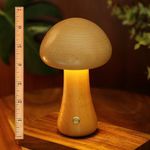 VALYRIA Mini Mushroom Lamp for Ambient Lighting 6.5" - Dimmable LED Mushroom Night Light with USB Charging – Portable Wooden Mushroom Lamp Cordless for Mushroom Decor – Small Bedside Lamp for Bedroom