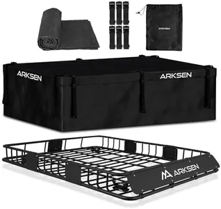 ARKSEN 64 x 50 Inch Prefect-Wide Universal Roof Rack Cargo Car Full-Size Top Luggage Holder Carrier Basket Storage for SUV, Truck, & Car 150LB Capacity with Waterproof Cargo Bag - Black