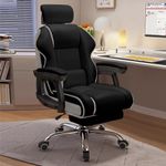 HDHNBA Executive Computer Chair Home Office Desk Chair,Adjustable Angle, Ergonomic Adjustable Height PU Leather Chairs with Cushions Armrest for Long Time Seating-High Back Reclining（Black）