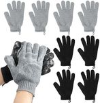 Exfoliating Gloves for Big Hands 8Pack- Lengthened and Large Double-Sided Shower Gloves(4Pairs/8Pcs) for Shower, Spa, Massage - Large Bath Gloves (4Pcs Black and 4Pcs Gray)