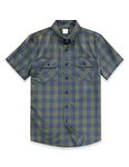 Dubinik® Mens Short Sleeve Button Down Shirts 100% Cotton Plaid Men's Casual Button-Down Shirts with Pocket