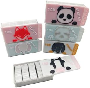 RhyNSky #10 Mini Staples for No.10 Mini Stapler, No.10 Mini Staples for #10 Stapler, No Stapler, 6000 pcs in Total, Multicolored Animal Boxes, Silver