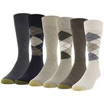 GOLDTOE Men's Campbell Argyle Crew Dress Socks (6 Pairs), Oatmeal/Taupe, One Size