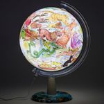 EXERZ 30CM Art Globe Zodiac Illuminated – Illustrated Map of Zodiac Region with Light Up function - Swivel Rotating Globe with LED, Cable included.